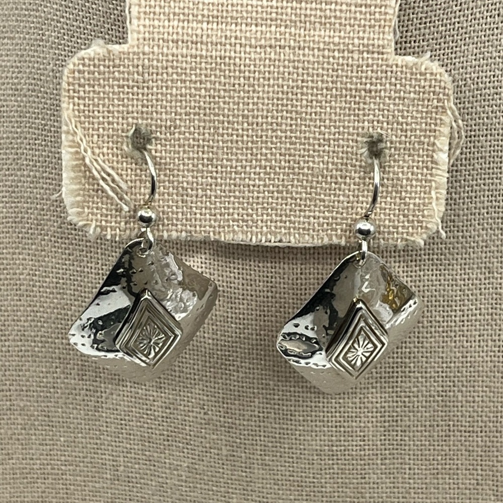 Handmade Vintage Sterling Silver Earrings | 90s Artisan Design - Picture 6 of 16